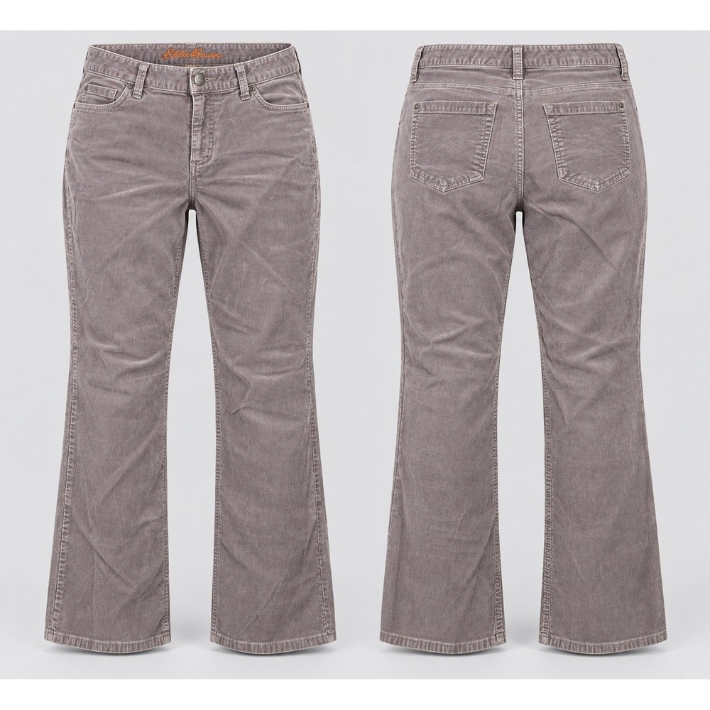 Eddie Bauer women's 16 short  gray Corduroy Pants Classic Fit Straight Leg 35/28